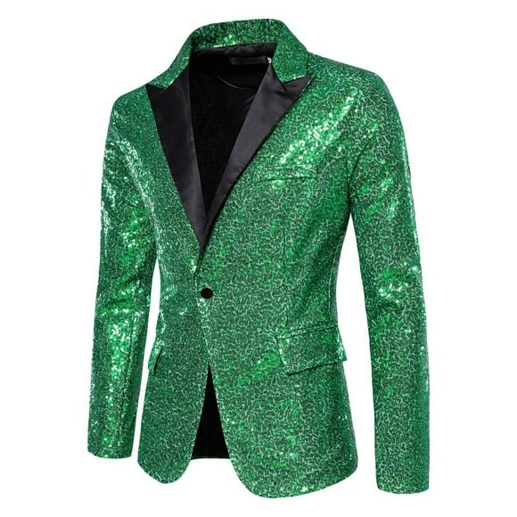 Rinsvye Men Shiny Sequin Blazers Men's Dress Suits Tuxedo Party Dinner Prom Men's Big & Tall Suits one Button Suit Jacket