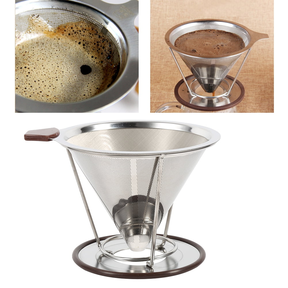 Coffee Filter Portable 304 Stainless Steel Drip Dripper Double Layer Mesh Coffee Cone Filter Holder Infuse 