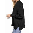 thumbnail image 2 of Women'S Oversized Batwing Sweaters 2025 Fall Outfits Trendy Crewneck Knit Side Slit Fashion Pullover Tops Black S, 2 of 8