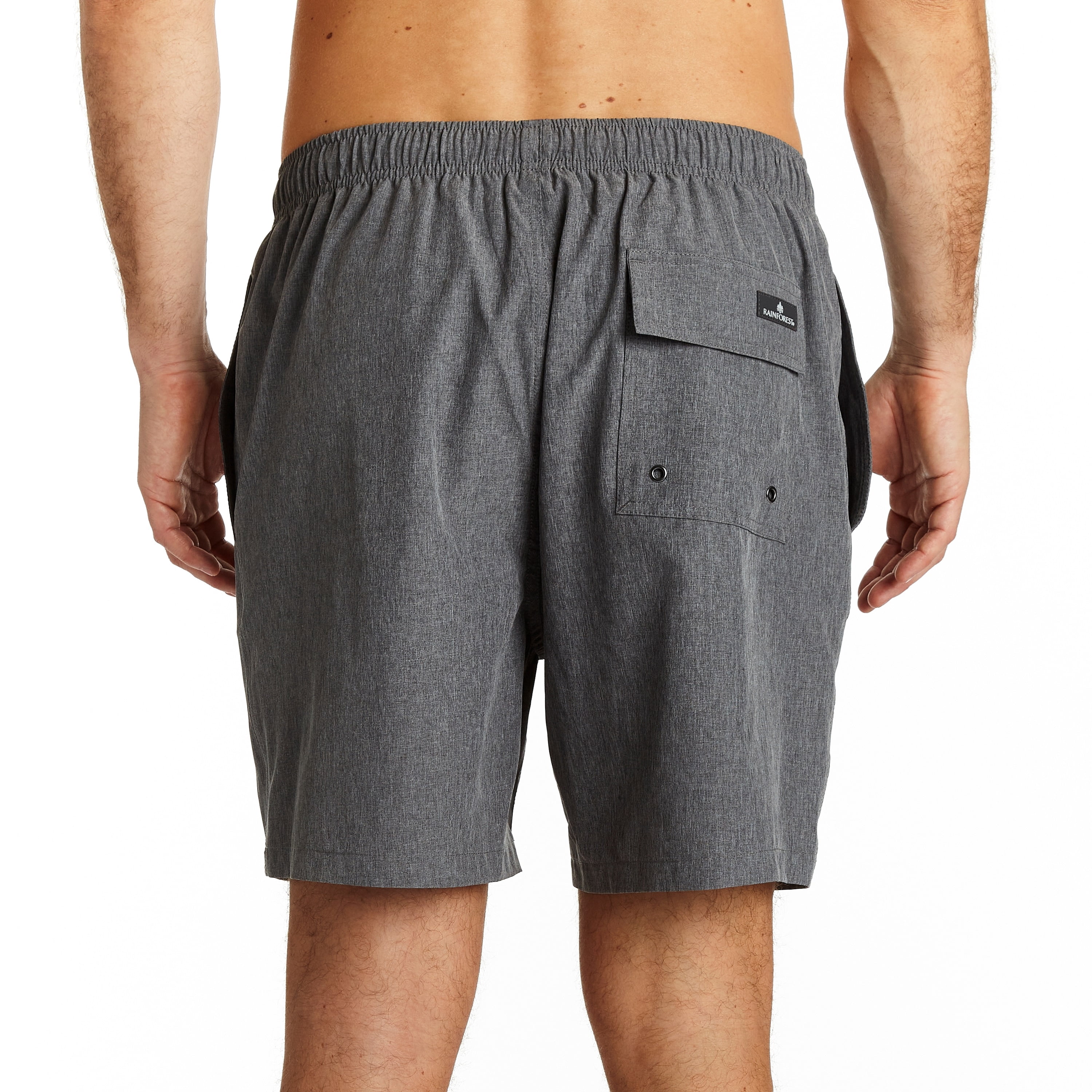 Rainforest Men's Mesh Lined Solid Swim Trunk, Asphalt, M