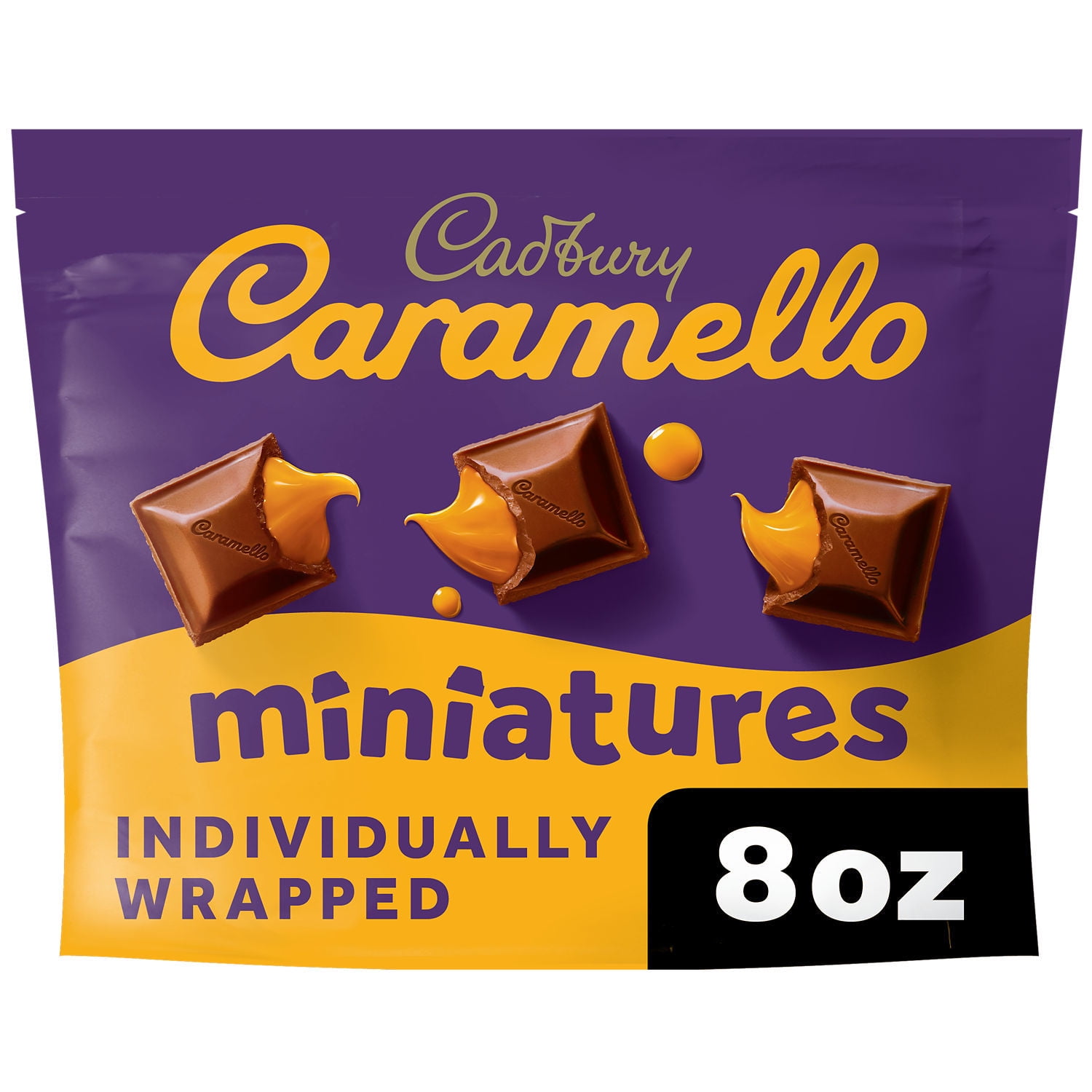 CADBURY CARAMELLO Miniatures Milk Chocolate and Creamy Caramel Squares,  Easter Candy Share Pack, 8 oz 