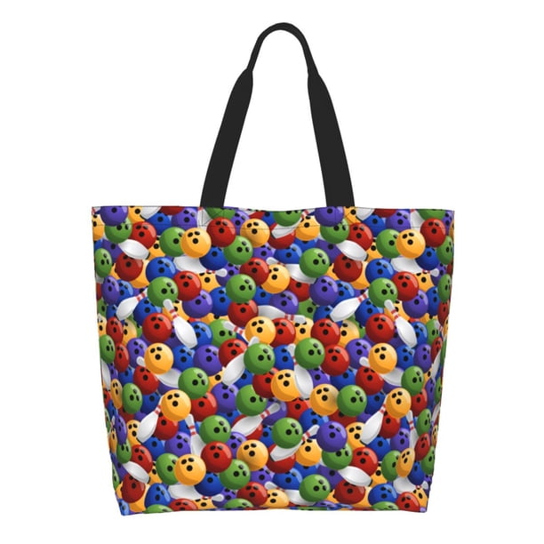 Disketp Bowling Colorful Bolsa Tote Estampada para Mujer, Bolso de Hombro y de Mano para Compras y Viajes
