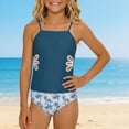 thumbnail image 6 of Girls 2 Piece Tankini Swimsuit Adjustable Straps Cut Out Solid Color Bathing Suit with Padded Shell Tween Swimwear for Beach Pool Vacation(Navy/120), 6 of 6