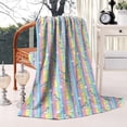 thumbnail image 2 of Colorful Striped Cartoon Unicorn Pattern Blanket,Comfortable Soft Lamb Wool Throw Blanket,All Season,Warm Lightweight Blankets for Sofa Bed Couch Living Room Chair,60"x80", 2 of 4