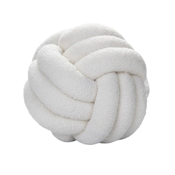 Plush Knot Ball Pillow Diameter 22cm Room Decoration for sofa Couch White