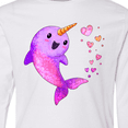 thumbnail image 4 of Inktastic Valentine's Day Cute Pink Narwhal with Hearts Long Sleeve Youth T-Shirt, 4 of 5
