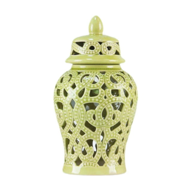 Jarrón de cerámica con diseño de jengibre, ideal como jarrón decorativo para oficina, fiestas y decoración del hogar. amarillo