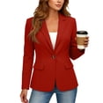 thumbnail image 5 of Women's Blazer Business Casual Lightweight Suit - Long Sleeve Slim Fit Work Office Jacket with Pockets Red L, 5 of 7