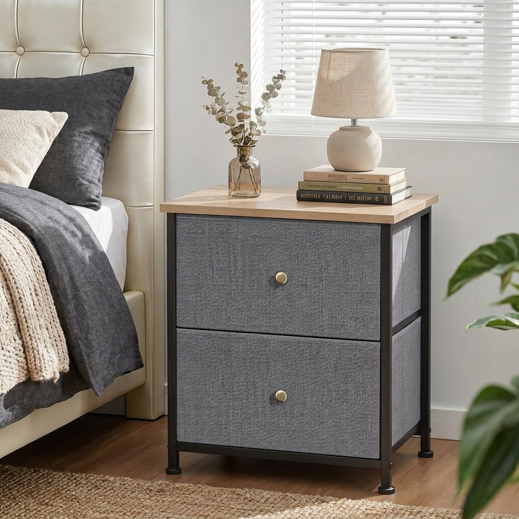 TrumanPick 2-Drawer Fabric Storage Dresser, Fabric Nightstand for Bedroom Set of 2, Small Dresser for Closet Dorm 11.8"D x 18"W x 20"H, Blue