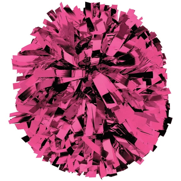 Chassé Metallic Cheerleading Poms - Shiny Metallic Cheer Pom with Baton Handle for Dance Sports Celebrations (Single, Pink)