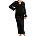 thumbnail image 4 of Stamzod Maternity Dress for Photoshoot V Neck Long Sleeve Bodycon Cocktail Dress Pregnancy Wedding Guest Dresses for Women Black B XL, 4 of 6