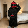 thumbnail image 3 of Monster Onesie Animal Pajamas Cosplay Costume with Slippers and Comb, Big Eyes Wide Mouth Monster Jumpsuit, Funny Character Outfit, Halloween Costume for Couples, Parties and Events, Black:L, 3 of 5