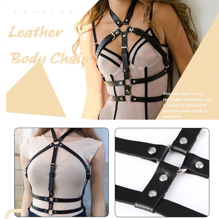 Walmart Punk Leather Harness Bra Body Chain, Waist Chains  display picture 1