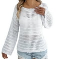 thumbnail image 2 of Sweaters for Women 2025 Lightweight Casual Long Sleeve Loose Crochet Hollow Out Knit Jumper Womens Pullover Sweaters, 2 of 7