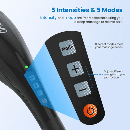 RENPHO Rechargeable Hand Held Deep Tissue Massager for Muscles, Back, Foot, Neck, Shoulder, Leg, Calf Cordless Electric Body Massage, FSA and HSA Eligible, Black