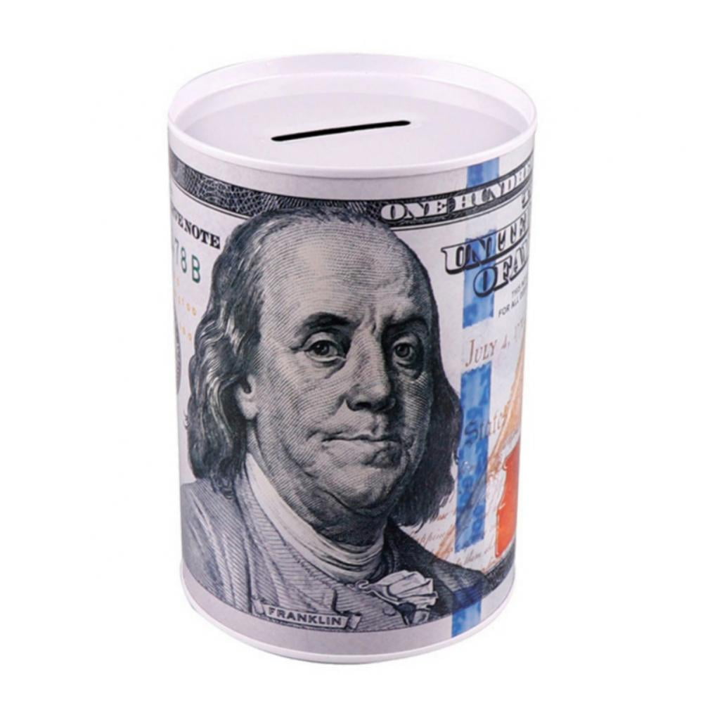 $50 BILL TIN CAN METAL COIN MONEY BANK *Cute ~ Great Gift Savings Piggy Bank 