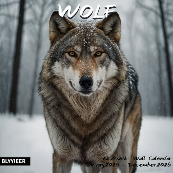 2026 Wall Calendar,Wolf Calendar 2025-2026,Wolf Monthly Wall Calendar, 12" x 24" Open,Family Planner Calendar with Wolf, Home & Office Organizer,Hangable
