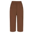 thumbnail image 7 of Linen Cotton Casual Pants For Women Drawstring Pocket Relaxed Road Trip Outfit Summer Soft Looking Draped Silhouette Streetwear Lightweight Comfort, 7 of 7