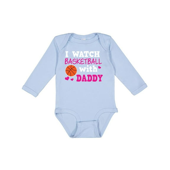 Inktastic I Watch Basketball with Daddy Boys or Girls Long Sleeve Baby Bodysuit