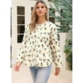 thumbnail image 4 of DARING DIVA Fleece Jacket Floral Print Long Sleeve Outwear S Beige, 4 of 6