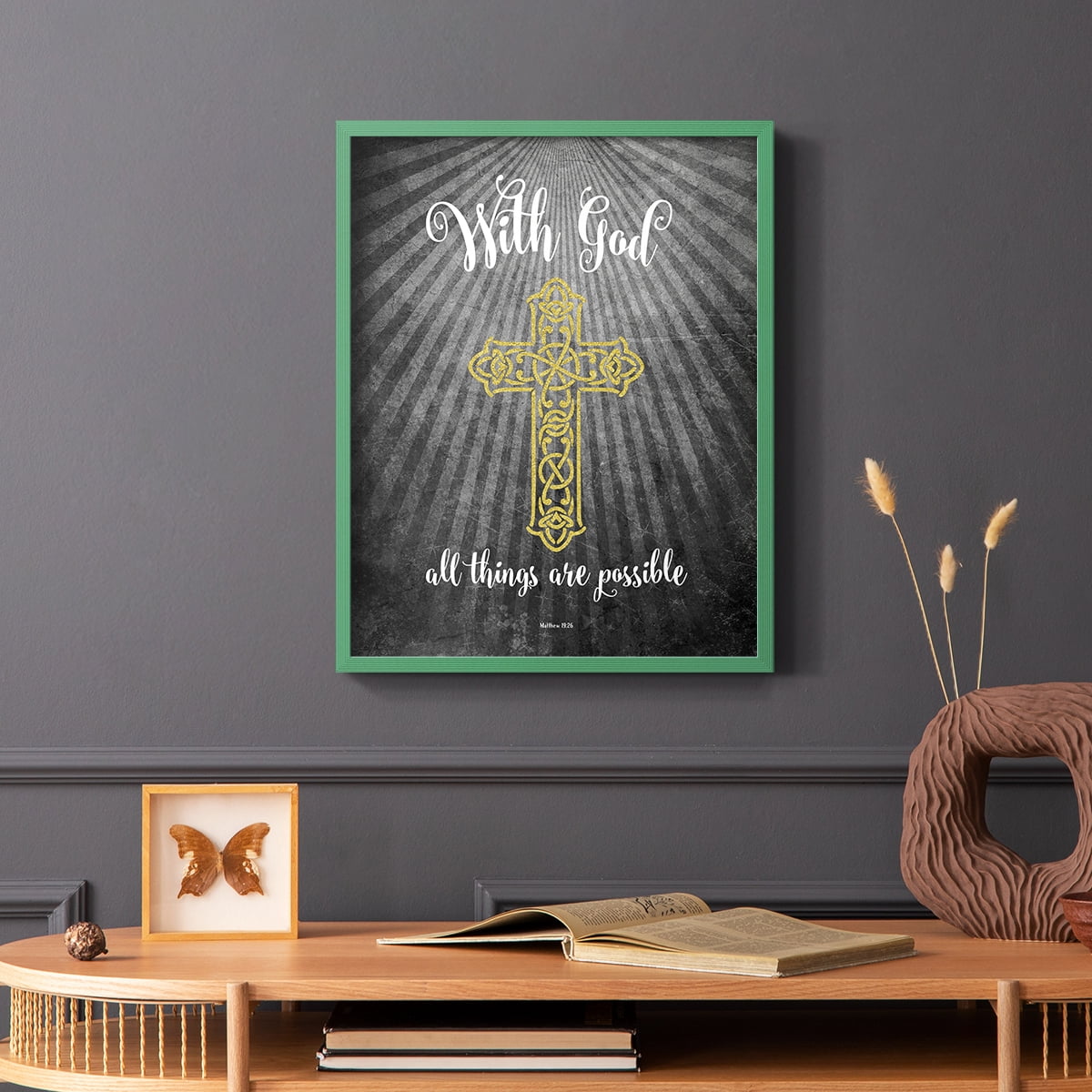 With God Gold Framed Print - Solid Wood in Single Picture Frame Solid Wood 2 Framed Print