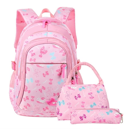 3-in-1 School Backpack Student Shoulder Bags Set Adorable Student Book Bag Trendy Backpack with Lunch Tote Bag and Pencil Case,