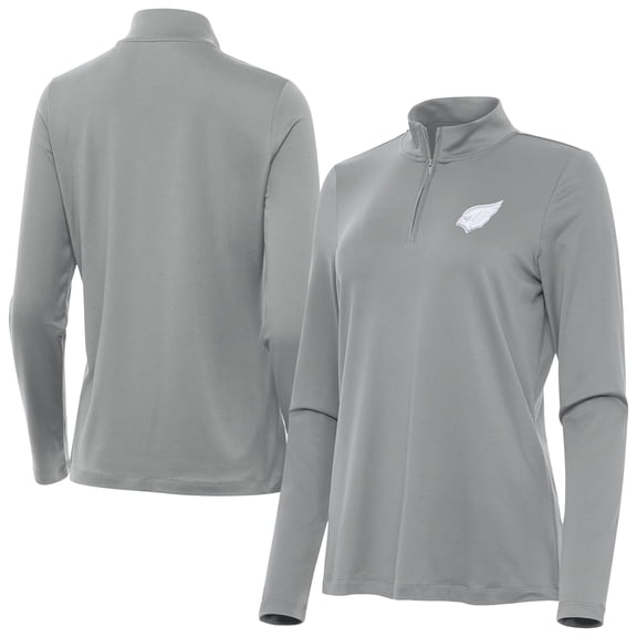 Women's Antigua Gray Arizona Cardinals Reprocess Quarter-Zip Top