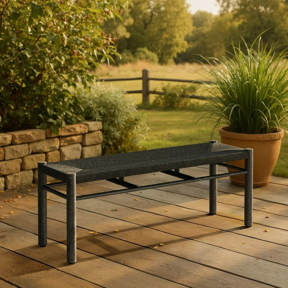 Iska Bench Black Bench, Modern Style, Seats up to 2, Aluminum, Outdoor Dining