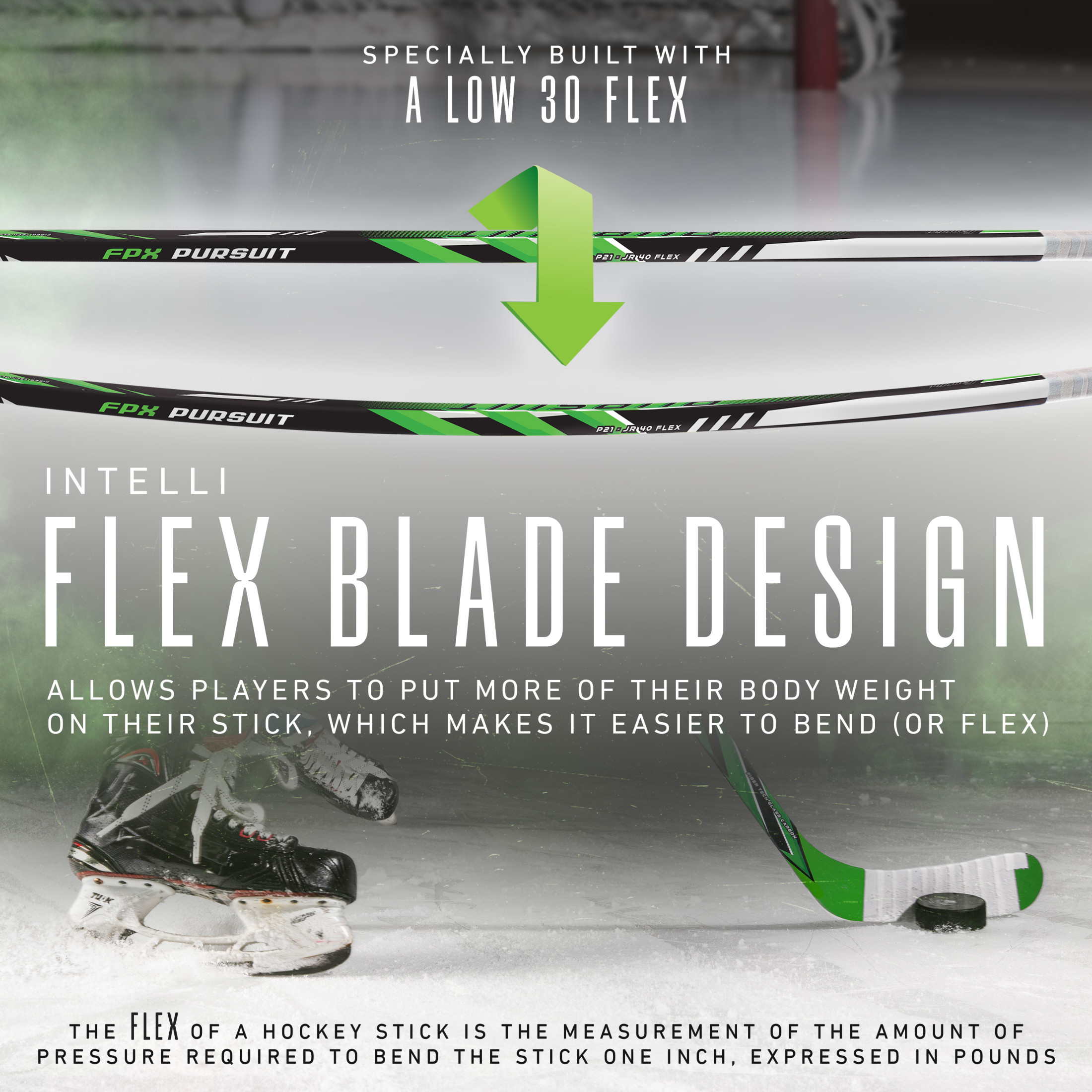 Franklin Sports Junior Ice Hockey Stick - Pursuit Right Handed Ice Kids Hockey Stick - 42" Inch Junior Composite Hockey Stick for Youth Hockey - 20 Flex + Textured Grip Ice Hockey Stick - Righty