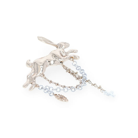 No Boundaries Gold and Silver-Plated Rabbit Pin with Charms, Women’s