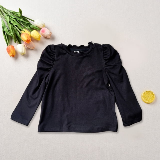Birdeem Girls Velvet with Collar Long Sleeve Tiered Ruffle Tunic Ruffled Sleeves Top ,Suitable for 1-8 Years