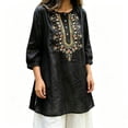 thumbnail image 2 of IUYRTFE Women's Long Sleeve Embroidered Tunic Top Button Front Round Neck Casual Boho Blouse, 2 of 5