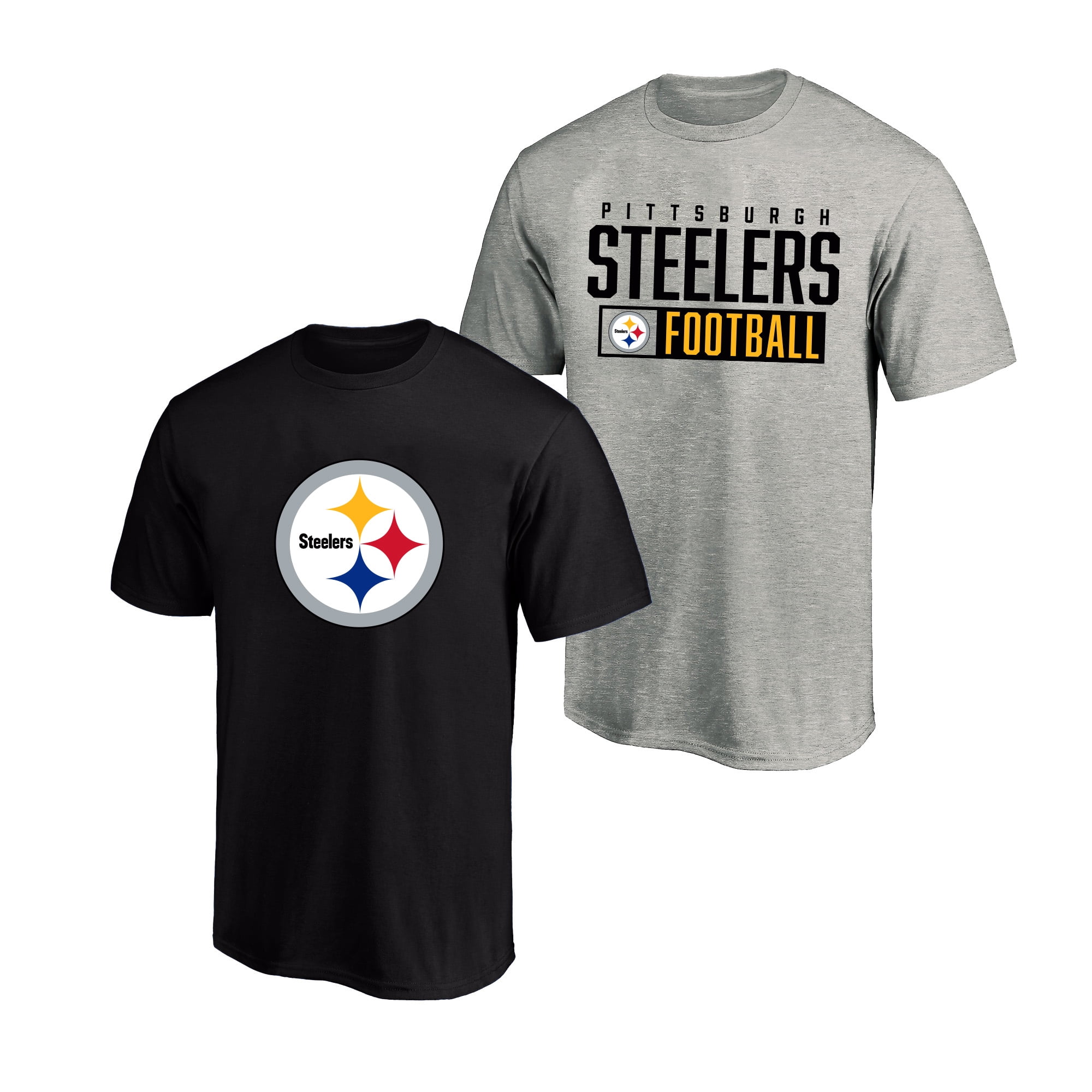 Men's Fanatics Heather Gray/Black Pittsburgh Steelers Big & Tall 2-Pack T-Shirt Set