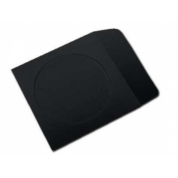 CheckOutStore 100 Black Paper CD Sleeves with Window & Flap Walmart
