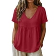 thumbnail image 6 of Ankola Womens Tops Casual V Neck Short Sleeve T Shirts Babydoll Loose Fit Peplum Tops, 6 of 7