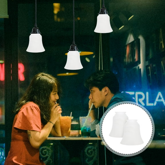 HEMOTON  2 Pcs Snow Glass Lampshade Chandelier Modern Indoor Ceiling