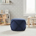 thumbnail image 3 of LR Home Small Over-tufted Diamond Indoor Round Pouf, Navy Blue, 18" x 18" x 14", 3 of 9
