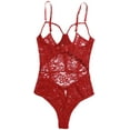 thumbnail image 2 of Women's Backless Floral Lace Sheer Underwire One Piece Teddy Bodysuit, 2 of 5