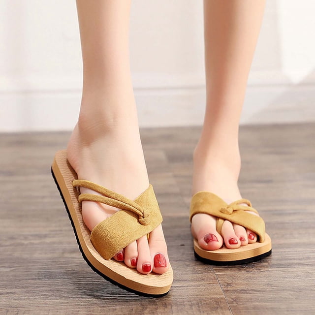 Sandalias de playa anudadas con correa de color sólido y tacones planos para mujer Wmkox8yii ytu8692