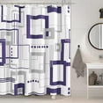 thumbnail image 1 of Blue Shower Curtain Set with Hooks Blue and White Shower Curtains for Bathroom Fabric Grey Shower Curtain Abstract Geometric Bath Curtains Decorative Gray Shower Curtain Water Repellent 72x72, 1 of 6