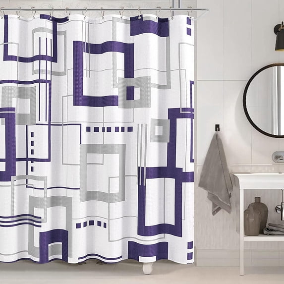 Blue Shower Curtain Set with Hooks Blue and White Shower Curtains for Bathroom Fabric Grey Shower Curtain Abstract Geometric Bath Curtains Decorative Gray Shower Curtain Water Repellent 72x72