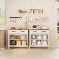 thumbnail image 2 of Farmhouse Coffee Bar Cabinet with Storage, 35 Inch Sideboard Buffet Cabinet with 2 Drawers Doors and Adjustable Shelf, White Kitchen Pantry Storage Cabinet with Wood Top for Dining Room Living Room, 2 of 8