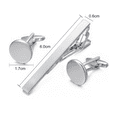thumbnail image 3 of Yoursfs Silver Tie Clip Cufflinks Set, Men's Round Tie Clip Cufflinks Wedding Party Jewelry, 3 of 3