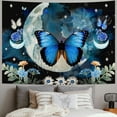 thumbnail image 2 of WYYP Butterfly Tapestry Blue Floral with Vintage Moon Phase Boho Mandala Tapestry Wall Hanging Black and White Galaxy Space Wall Tapestry for Bedroom Aesthetic Living Room Decor, 50x40inch, 2 of 6