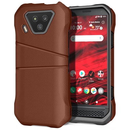 Nakedcellphone Case Compatible with Verizon Kyocera DuraForce Ultra 5G UW (E7110) Mobile Wallet Phone Cover Vegan Leather Slim Hard Shell [with Credit Card Slots]