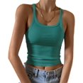 thumbnail image 1 of HSHDLDF Women's Sleeveless Tank Top Form Fitting Scoop Neck Ribbed Knit Basic Cami Shirts, 1 of 7
