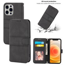Dteck Wallet Case For iPhone 11 Pro Max,Shockproof Card Slot Kickstand Shoulder Strap Flip Leather Full Cover Protector,Black