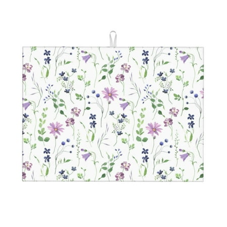 

Xecao Watercolor Wildflower Patten Drying Mat Dish Drying Mats for Kitchen Counter Super Absorbent Dish Drying Pads 18×24 Inch