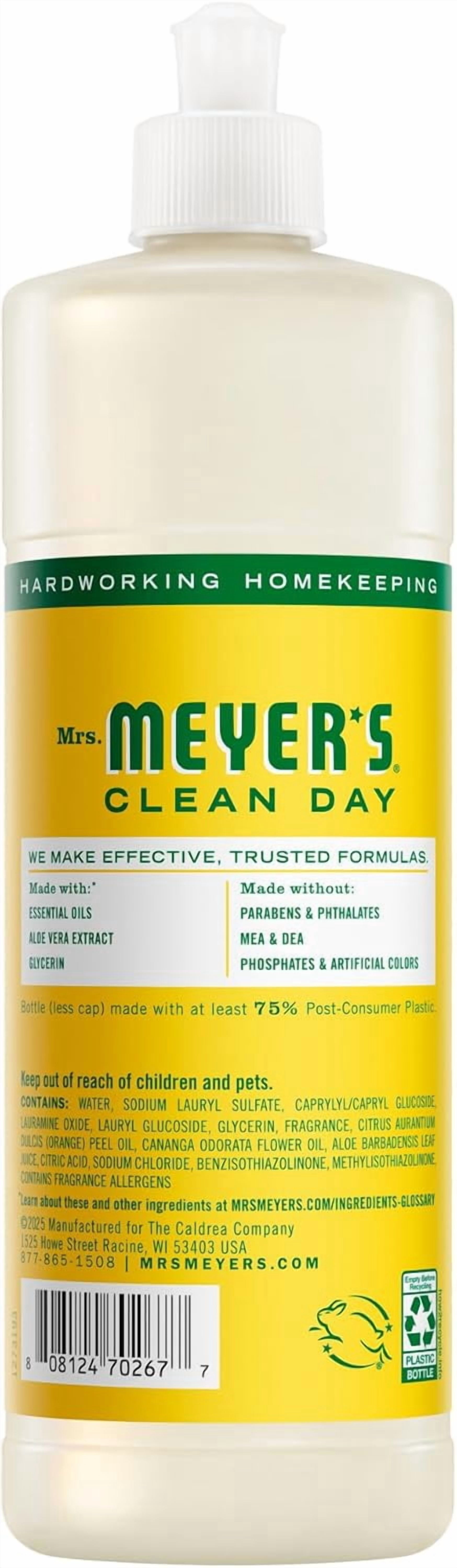 MRS. MEYER'S CLEAN DAY Liquid Dish Soap, Honeysuckle Scent, 16 Fl Oz Bottle - 3 Pack