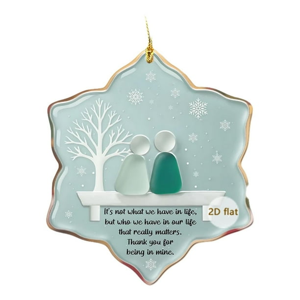 Adorno navideño colgante acrílico 2D para coche, hogar y mochila - Irrompible, con forma de reno y copo de nieve - Borde pulido que refleja la luz NCHKUN